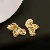 Серьги женские Лист золотистые