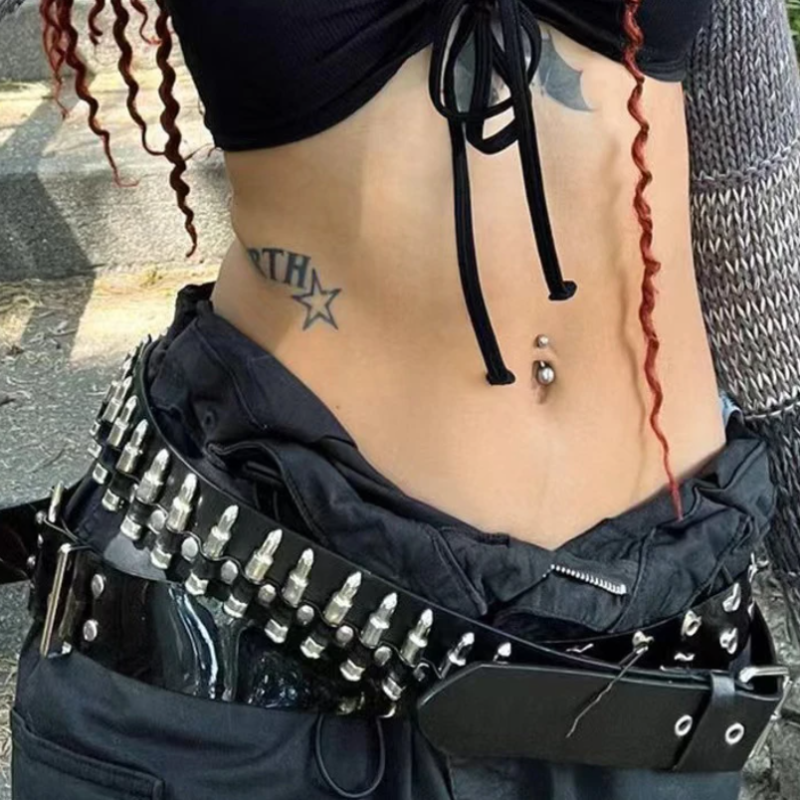 Ремень черный патронташ 85 см