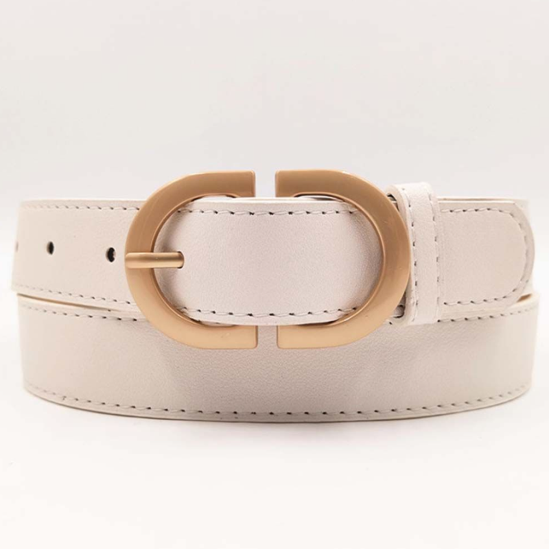 Ремень белый с золотой пряжкой 85 см