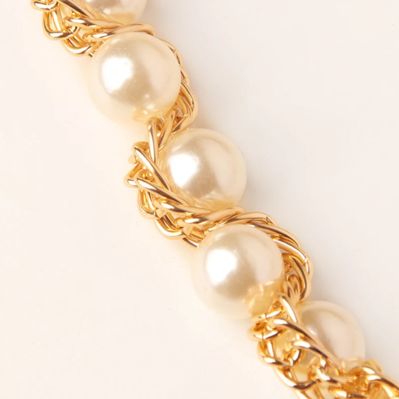 Пояс цепочка с жемчугом для платья 60-115 см