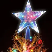 Звезда на елку светящаяся разноцветная 16 см