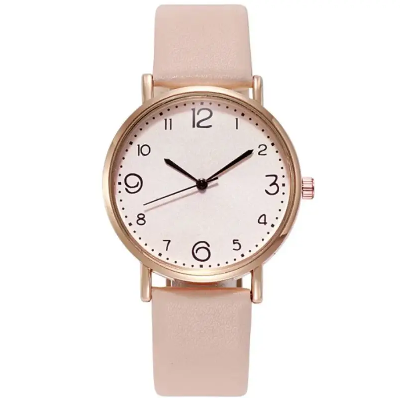 Часы наручные бежевый ремешой золотистые