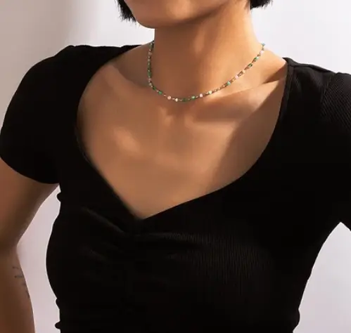 Чокер на шею со из бисера зеленый