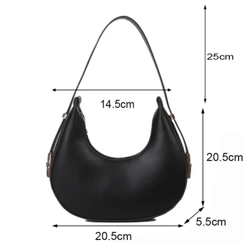 Сумка полумесяц маленькая экокожа черная