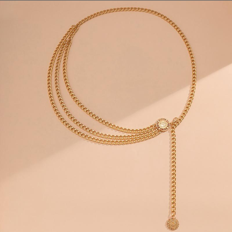 Цепочка золотая на тело, пояс 90 см