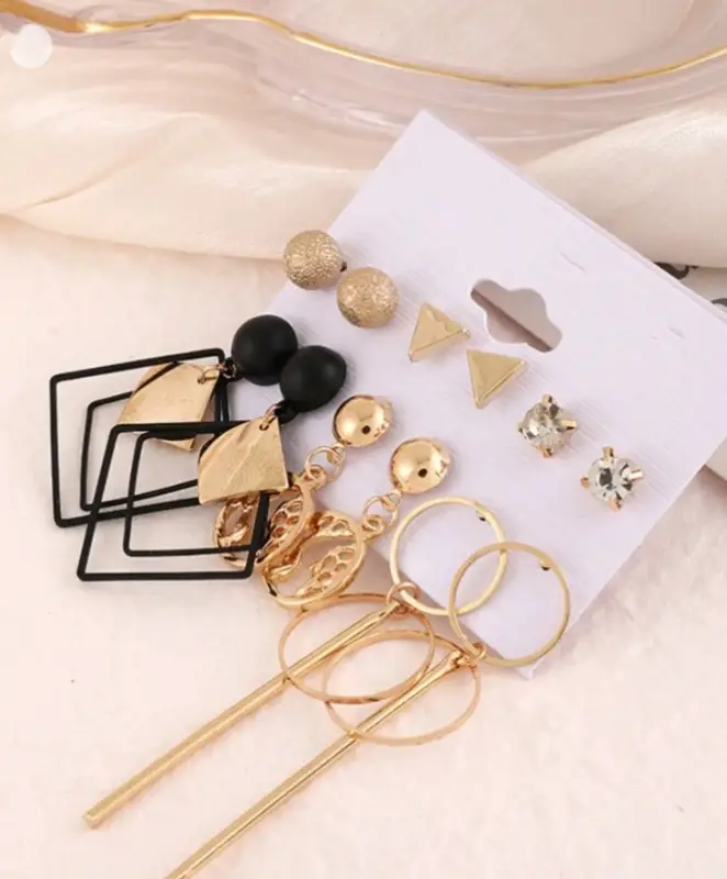 Набор серёжек золотистые 6 пар