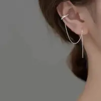 Серьга-кафф с цепочкой серебряная 1 шт