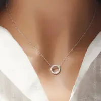 Подвеска с цепочкой Круг с кристаллами серебристая