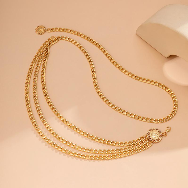 Цепочка золотая на тело, пояс 90 см