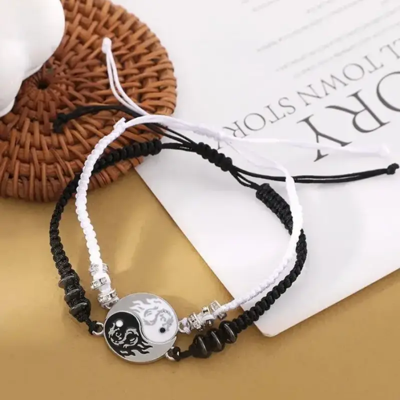 Браслет парный на завязках Инь Янь