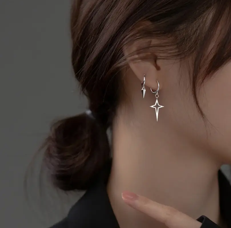 Серьги с подвесками Звезда серебро