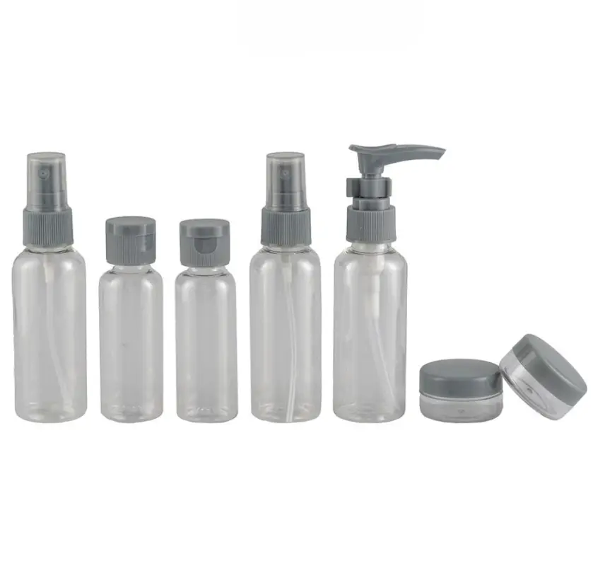 Дорожный набор флаконов 7 штук серые