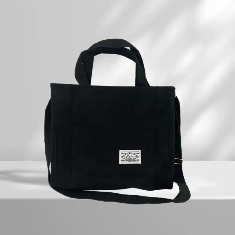 Сумка-шопер вельветовая черная