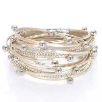 Браслет многослойный экокожа золотистый