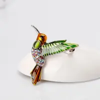 Брошь Колибри Птичка со стразами и эмалью