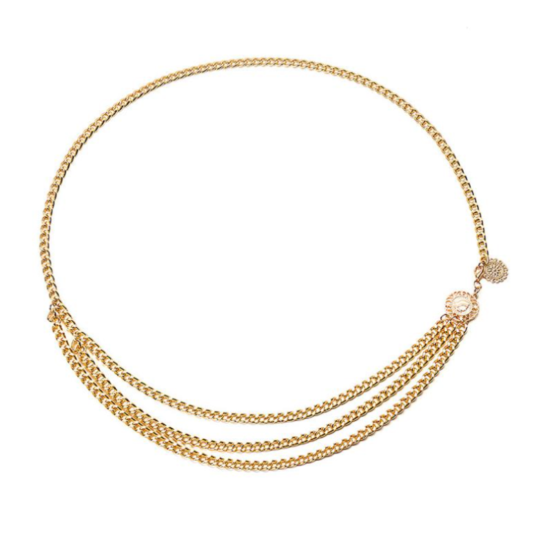 Цепочка золотая на тело, пояс 90 см