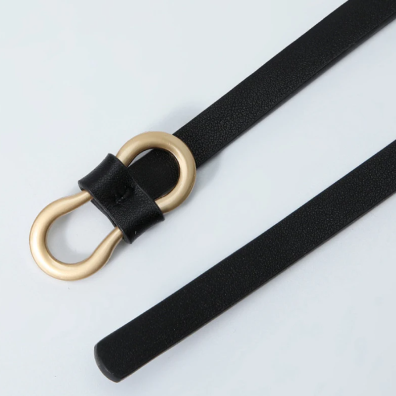 Ремень тонкий на пояс черный 105 см