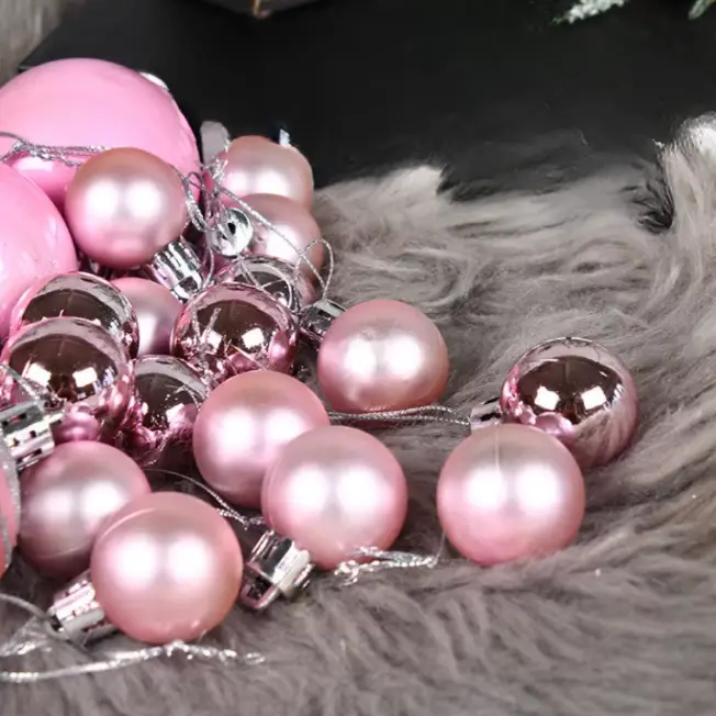 Ёлочные шары Новогодний розовые 16 штук