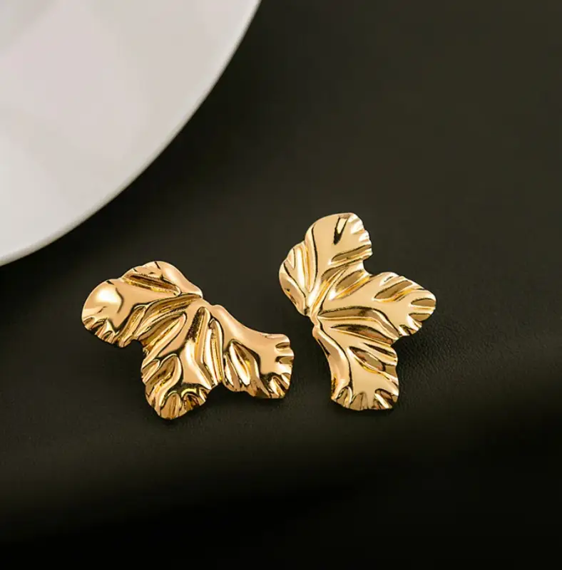 Серьги женские Лист золотистые