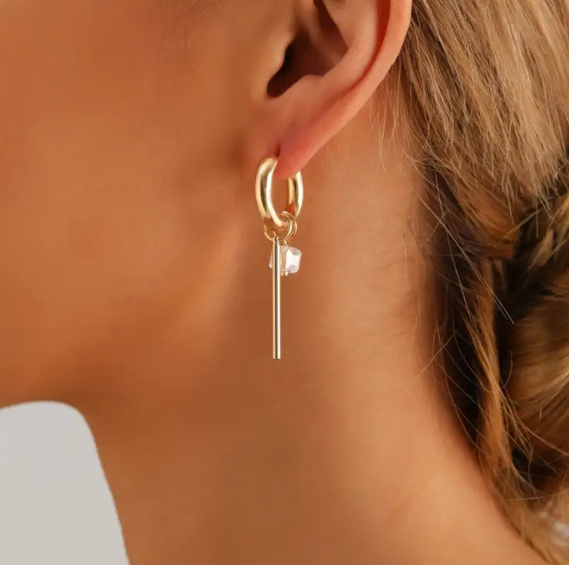 Серьги конго трансформеры с кристаллами золотистые