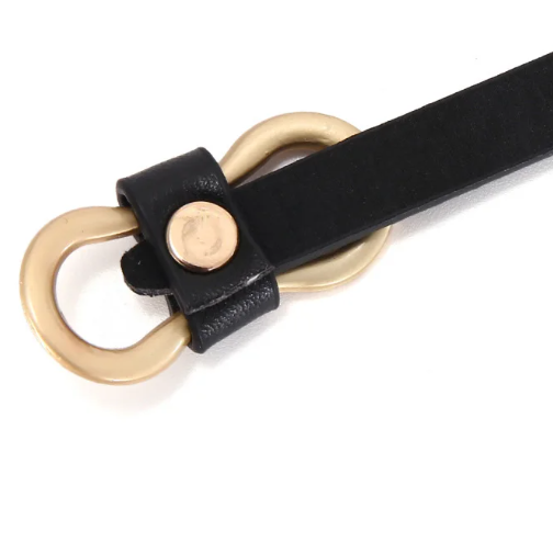 Ремень тонкий на пояс черный 105 см