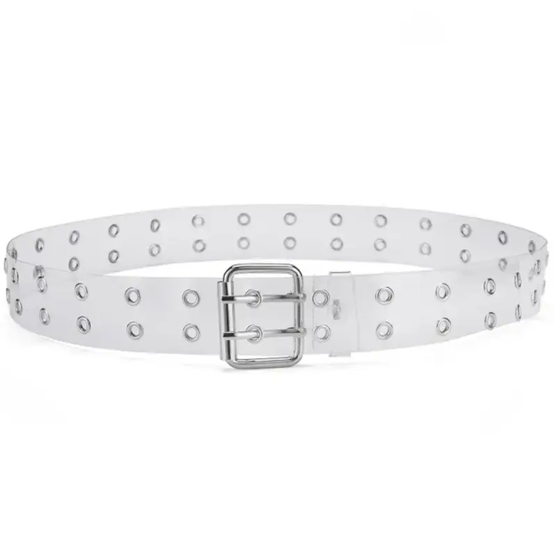 Ремень прозрачный с серебряной пряжкой 110 см