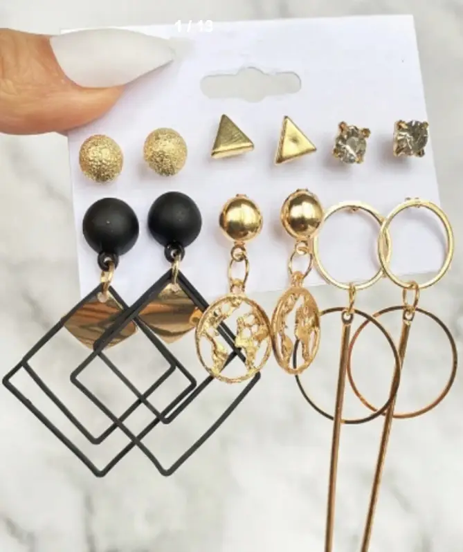 Набор серёжек золотистые 6 пар