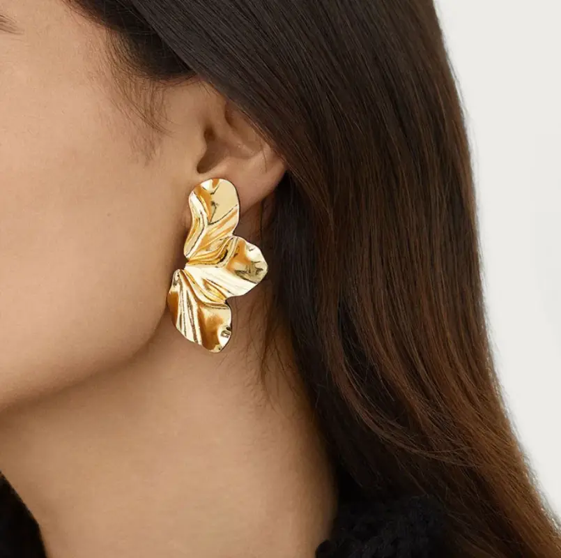 Серьги женские Лист золотистые