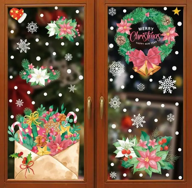 Наклейки на окно Новогодние набор большой