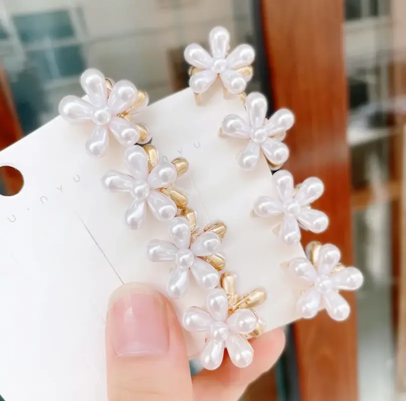 Крабики для волос маленькие с жемчугом 10 шт.