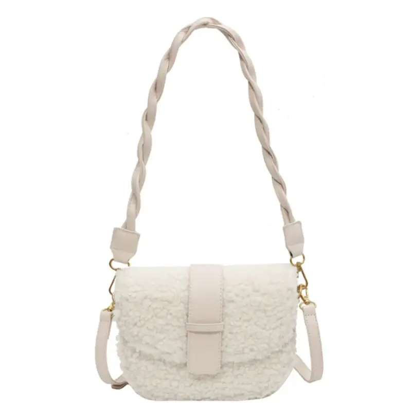 Сумка кросс-боди на плечо меховая белая