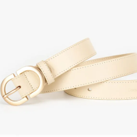 Ремень молочный с золотой пряжкой 85 см