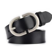 Ремень черный с серебряной пряжкой 115 см