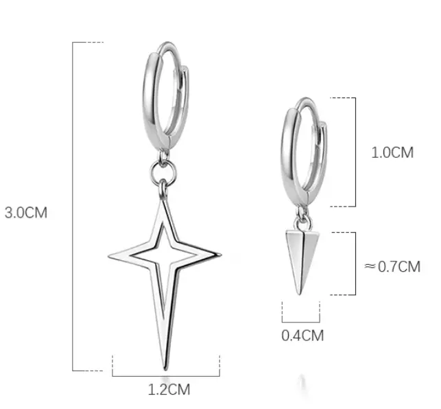 Серьги с подвесками Звезда серебро