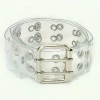 Ремень прозрачный с серебряной пряжкой 110 см