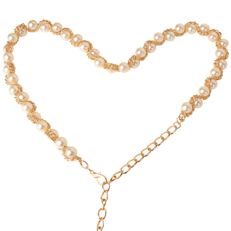 Пояс цепочка с жемчугом для платья 60-115 см