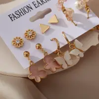 Набор серёжек пусеты золотистые 6 пар