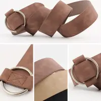 Ремень коричневый с круглой пряжкой 100см