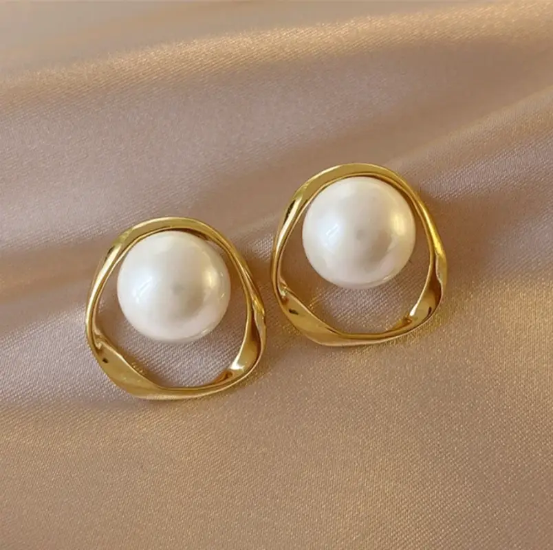 Серьги женские жемчужные Золотистые