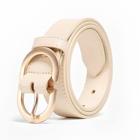 Ремень молочный с золотой пряжкой 85 см