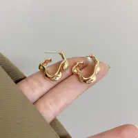 Серьги пусеты Жидкий металл золотистые