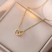 Подвеска двойное Сердце золотистая