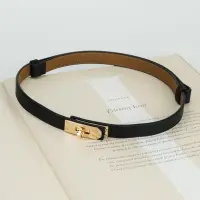 Ремень черный с поворотным замком золото 100 см