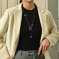 Колье цепочка с подвеской длинное серебристое