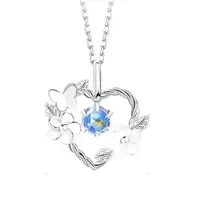 Подвеска с цепочкой Сердце с камнем серебристая