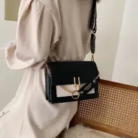 Сумка кросс-боди тканевый ремень экокожа черно-белая