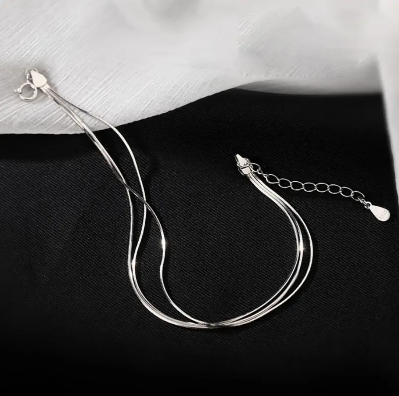 Браслет из трёх цепей серебристый