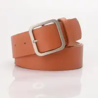 Ремень оранжевый с серебряной пряжкой 100 см