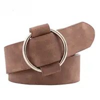 Ремень коричневый с круглой пряжкой 100см