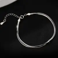 Браслет из трёх цепей серебристый